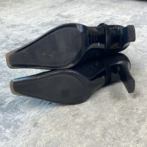 Sergio Rossi 80mm Black Suede Booties Squared Pointed Toe Buckle Sz 39.5 - Picture 10 of 15